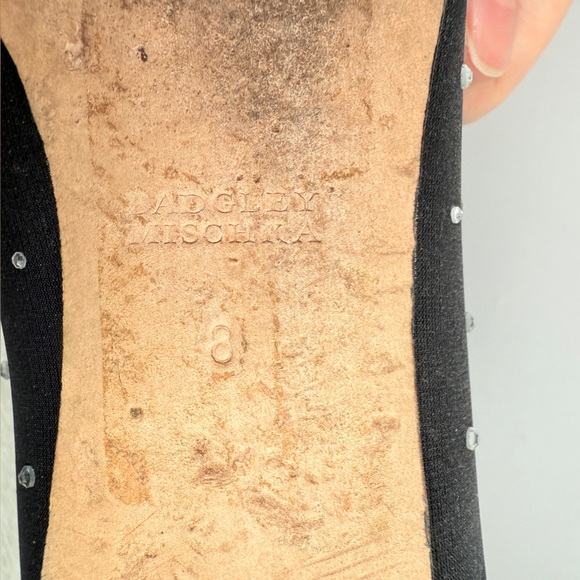 Badgley Mischka Quinn Crystal Embellished Pointed Toe Black Flats Size 8 - Picture 11 of 14